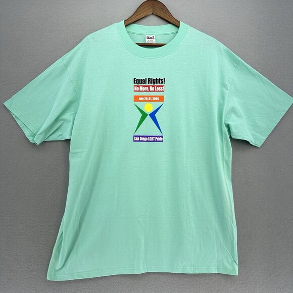 2005‎ LGBT San Diego Pride Equal Rights No More Less Tshirt USA Rainbow VTG Y2K - Picture 1 of 9